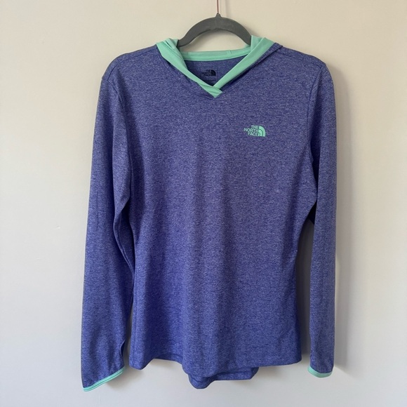 The North Face Tops - The North Face Women's Hoodie Athletic Shirt Thumb Hole Purple & Mint Size MED